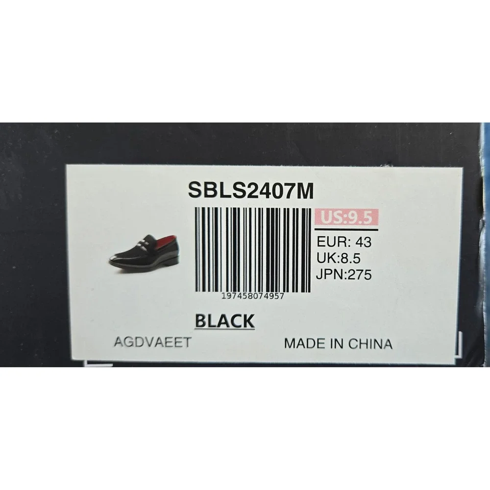 Bruno Marc Mens Black Patent Velvet Loafers Dress Shoes SBLS2407M Size 9.5 New‎